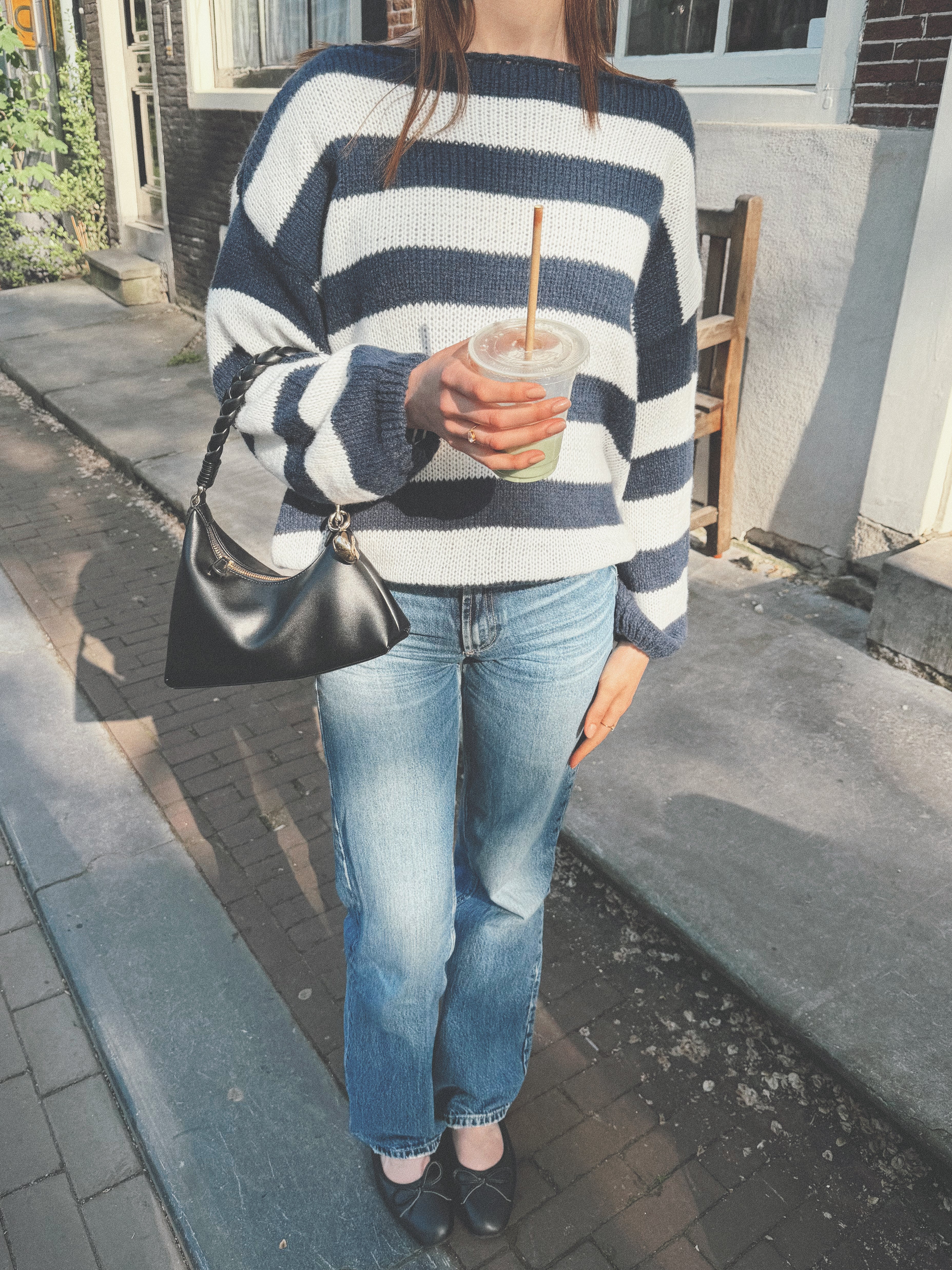 Cozy Knit Sweater Navy Striped